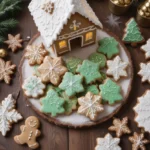 Top-down view of gluten free christmas cookies on a baking sheet