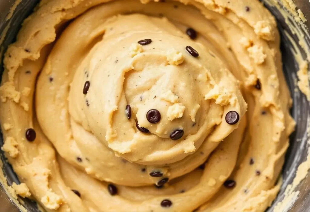 What happens when you use gluten free flour in cookies? Overhead shot of cookie dough in a beautiful kitchen