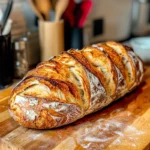 Close-up of freshly baked ciabatta bread showcasing large airy holes What makes ciabatta bread different?