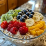 Is overnight oats healthy? Creamy oats topped with fresh fruit.