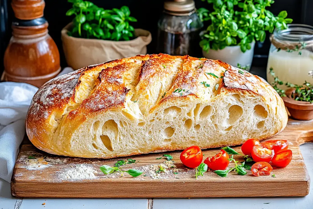 Rustic ciabatta bread scene
