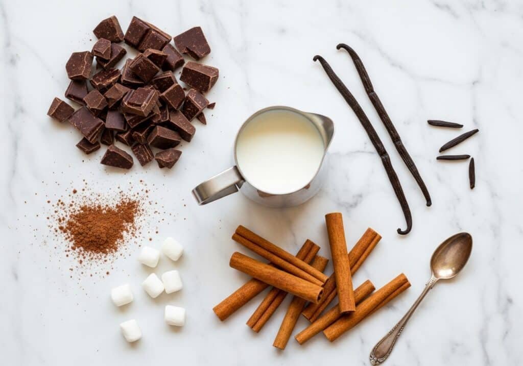 Hot chocolate ingredients